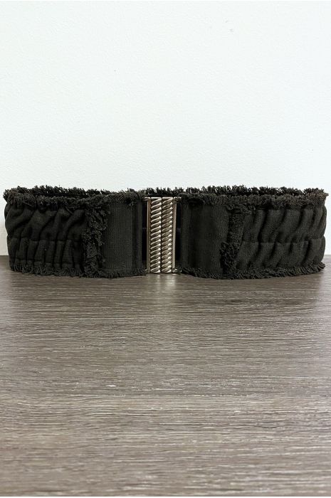 Ceinture en tissu noir élastique avec jolie boucle - 1