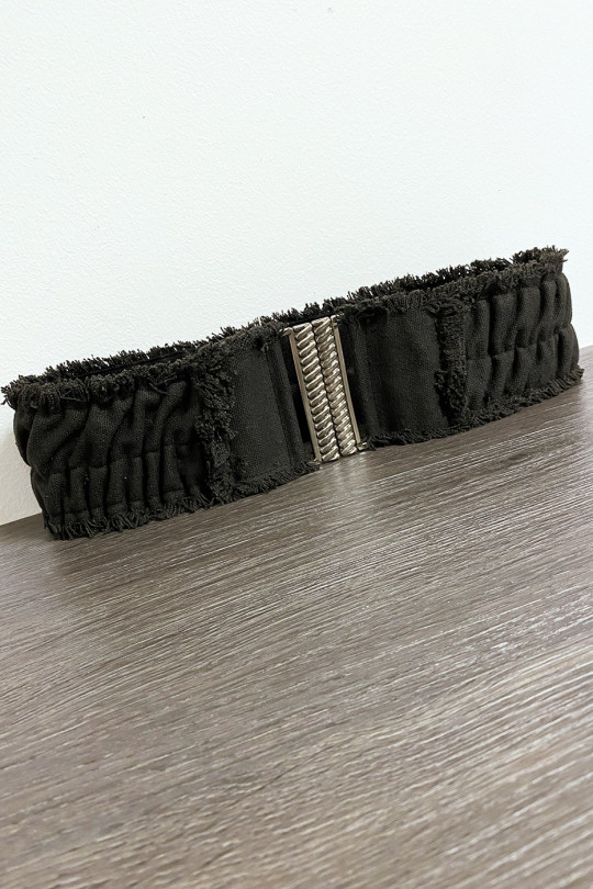 Black elastic fabric belt with pretty buckle - 3