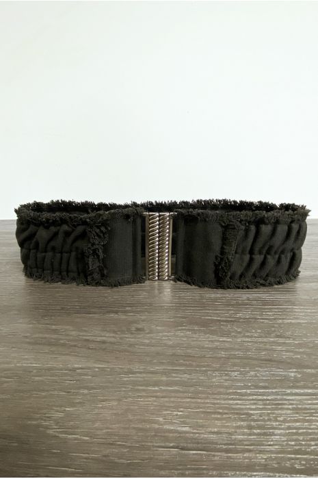 Ceinture en tissu noir élastique avec jolie boucle - 4