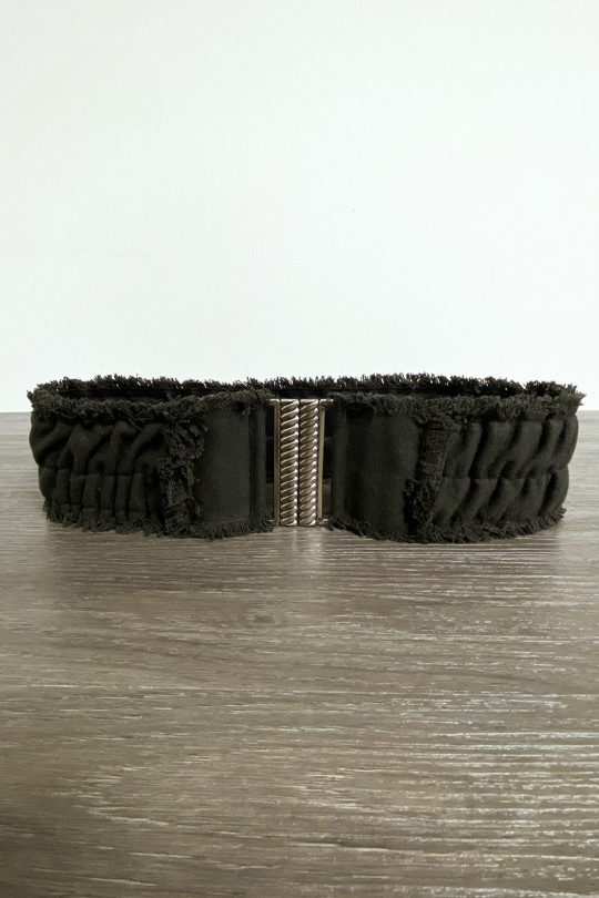 Black elastic fabric belt with pretty buckle - 4