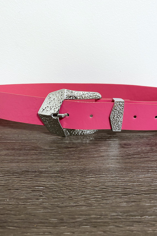Women's belt in fuchsia with pretty metal buckle CE606 - 2