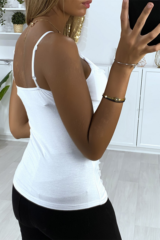 White tank top with removable strap with lace - 4