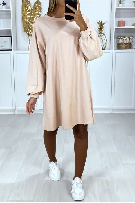 Robe sweat rose over-size très ample et agréable à porter - 1