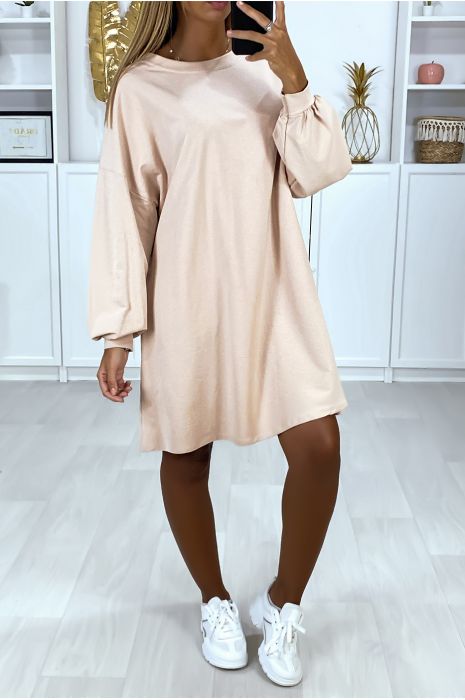 Robe sweat rose over-size très ample et agréable à porter - 2