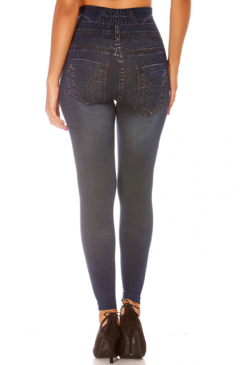 Legging marine taille haute effet poches et boutons. Enleg 2204 - 5
