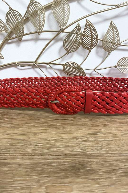 Braided belt in red faux leather - 2