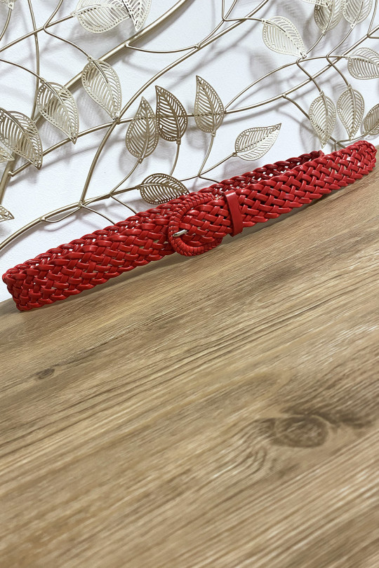 Braided belt in red faux leather - 3