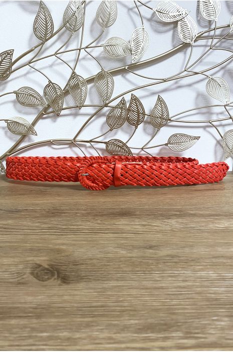 Oranje imitatieleren riem - 1