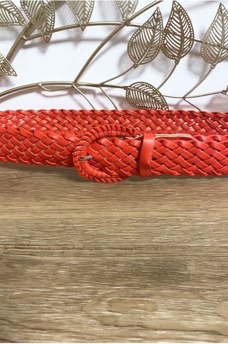 Oranje imitatieleren riem - 3