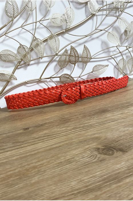 Orange faux leather belt - 4