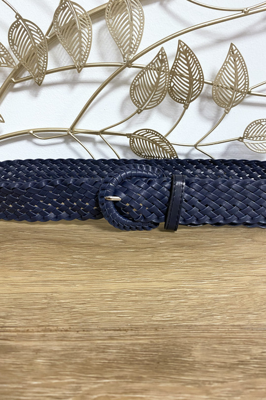 Braided belt in faux navy - 2