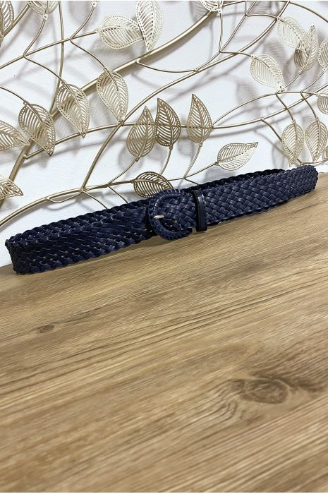 Braided belt in faux navy - 3
