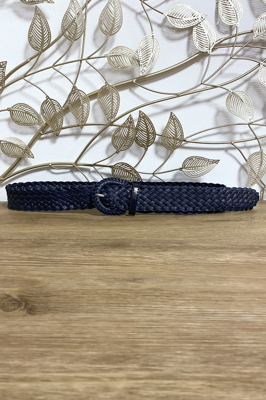 Braided belt in faux navy - 4