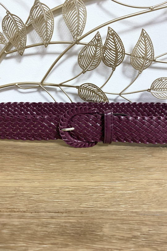 Braided belt in purple faux leather - 2
