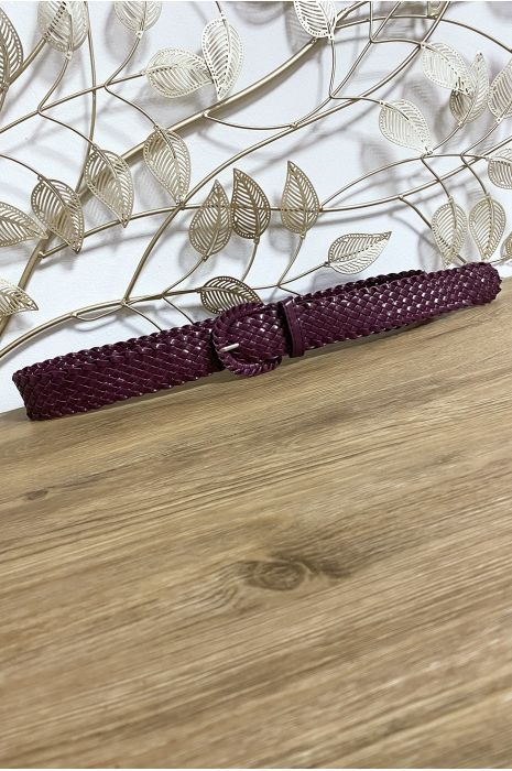 Gevlochten riem in paars imitatieleer - 3