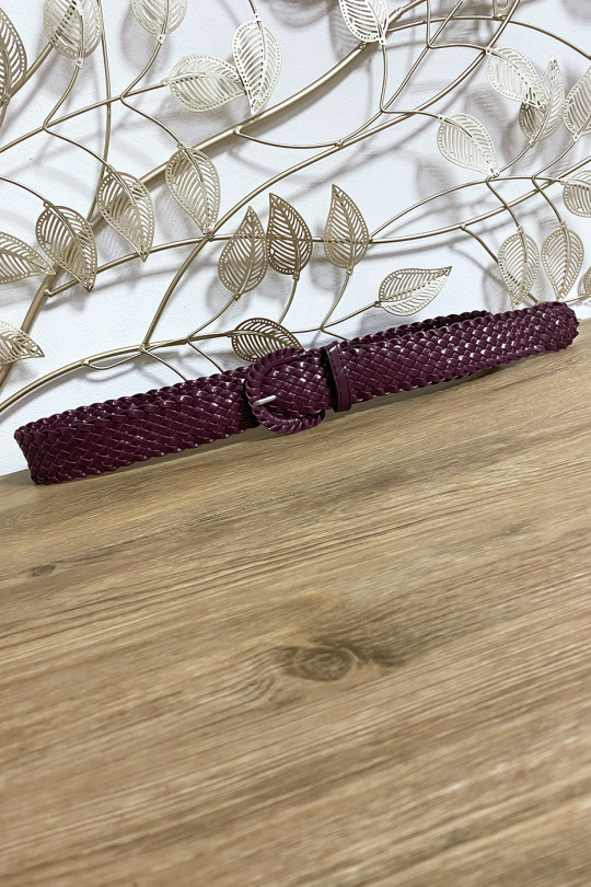 Braided belt in purple faux leather - 3