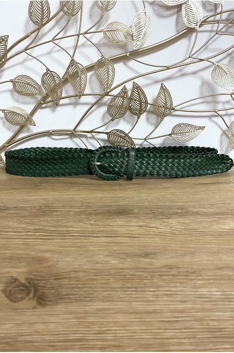 Braided belt in duck green imitation - 1