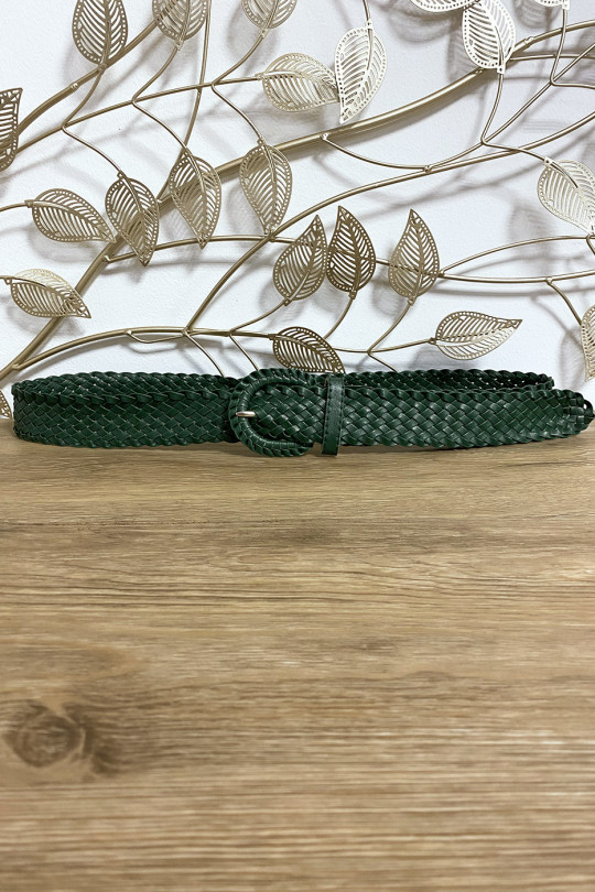 Braided belt in duck green imitation - 1