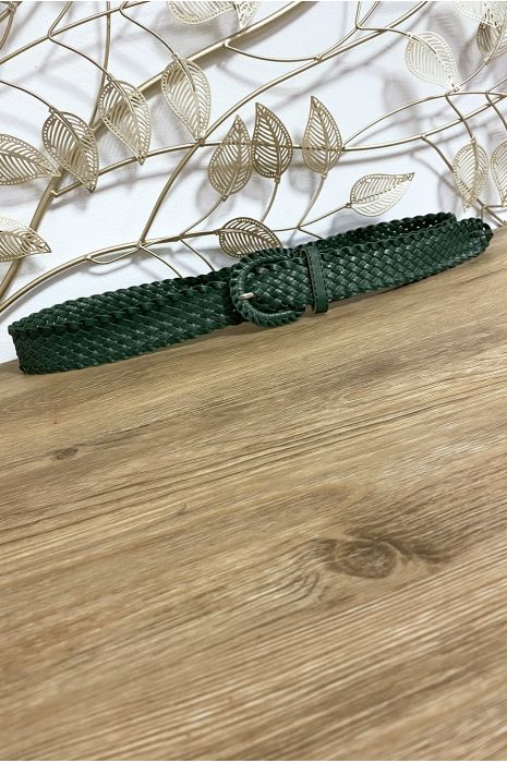Braided belt in duck green imitation - 3