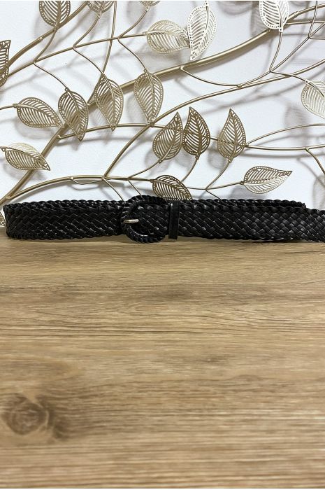 Ceinture tressé en simili noir - 1