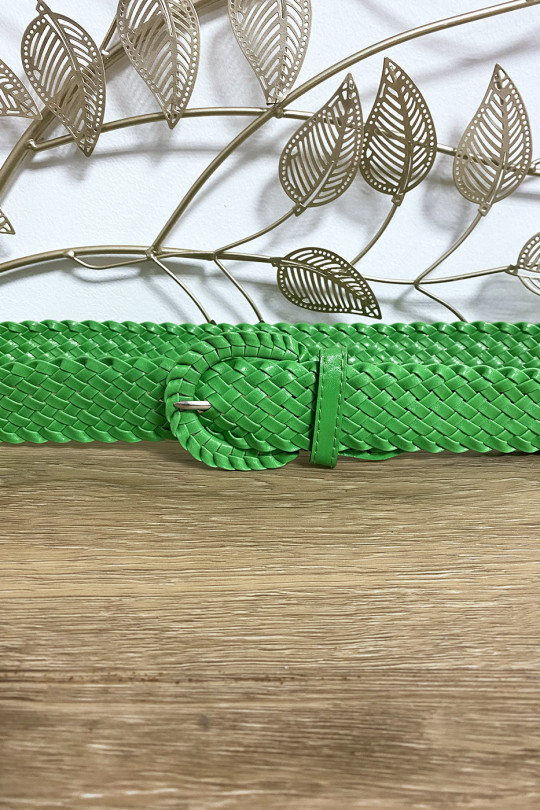 Braided belt in green imitation - 2