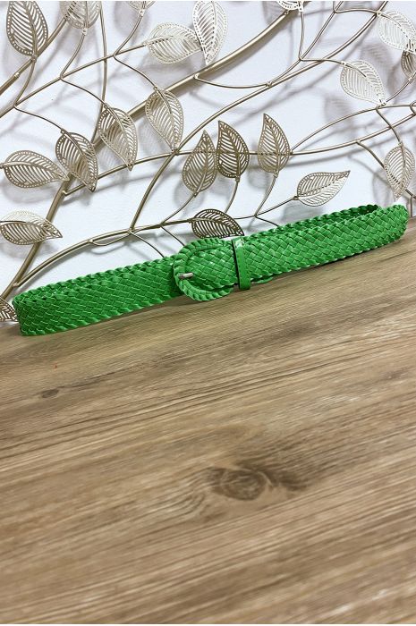 Gevlochten riem in groene imitatie - 3