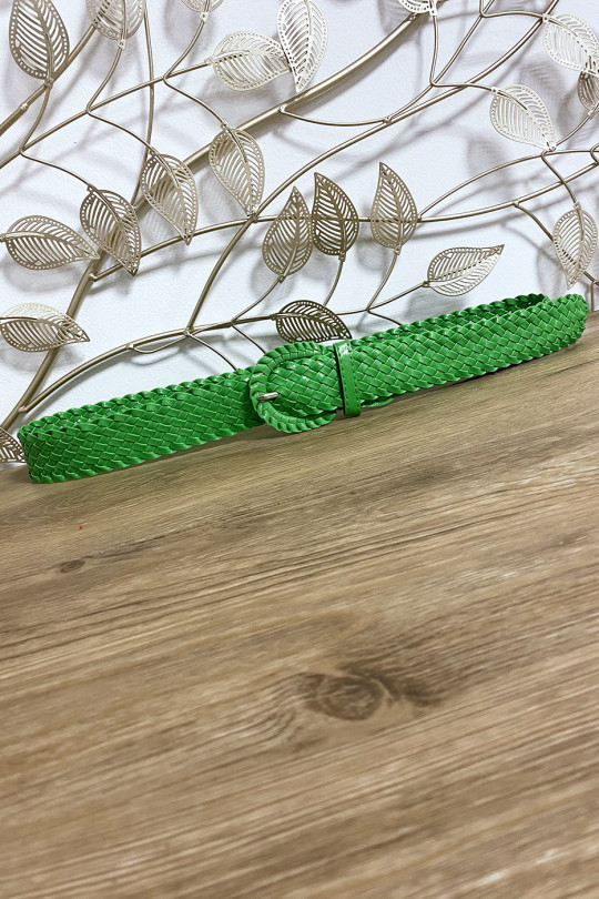 Braided belt in green imitation - 3