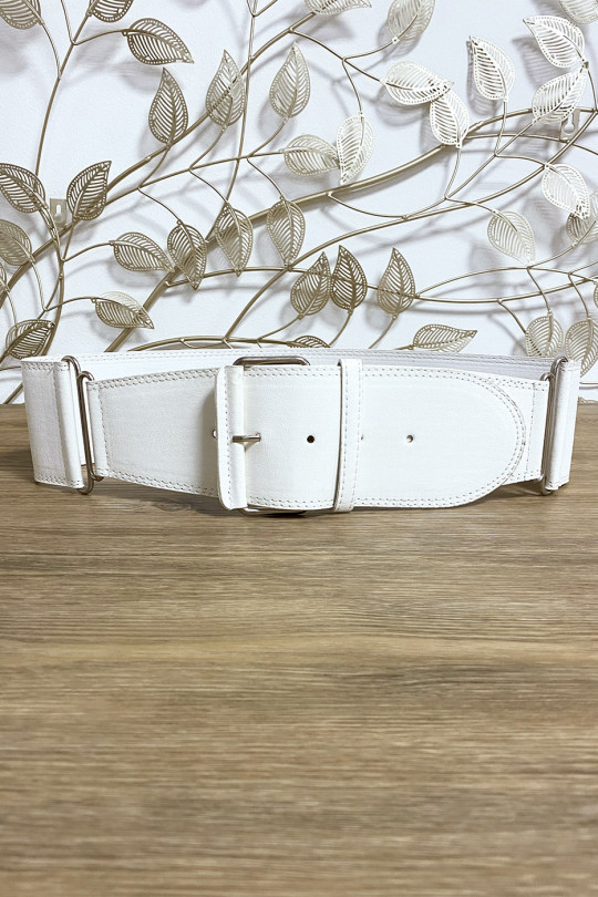 White faux leather belt with rings on the sides - 3