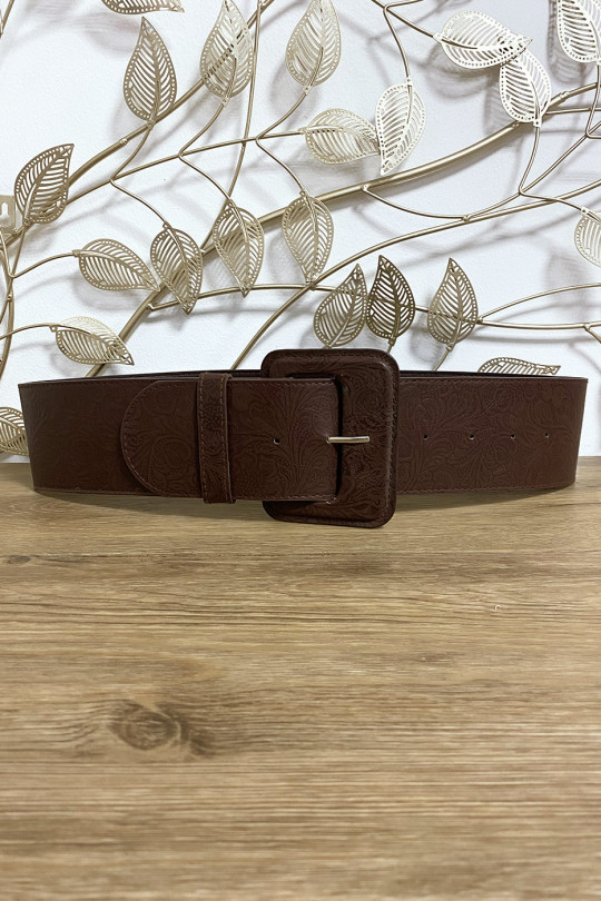 Big brown belt with pretty pattern - 1