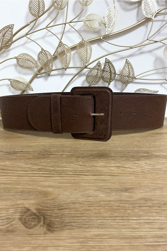 Big brown belt with pretty pattern - 3