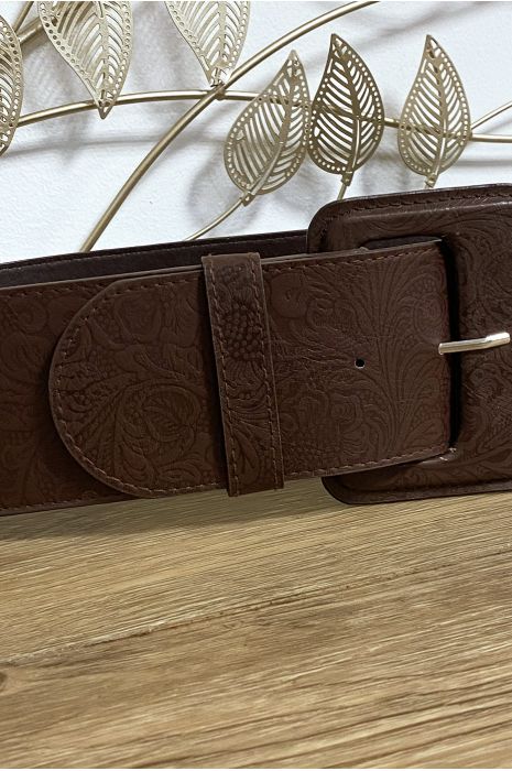 Big brown belt with pretty pattern - 5