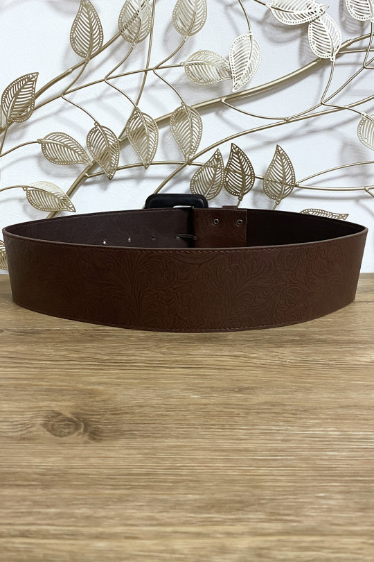 Big brown belt with pretty pattern - 6