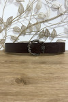 Large brown faux leather belt with pretty buckle