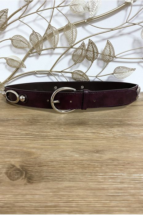 Zwarte imitatieleren riem met ronde accessoires in de taille - 2
