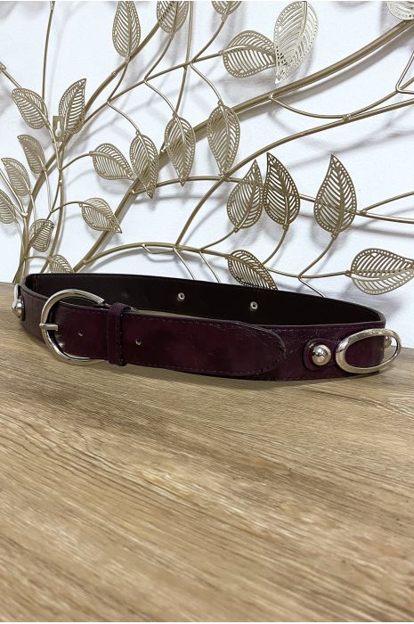 Zwarte imitatieleren riem met ronde accessoires in de taille - 4