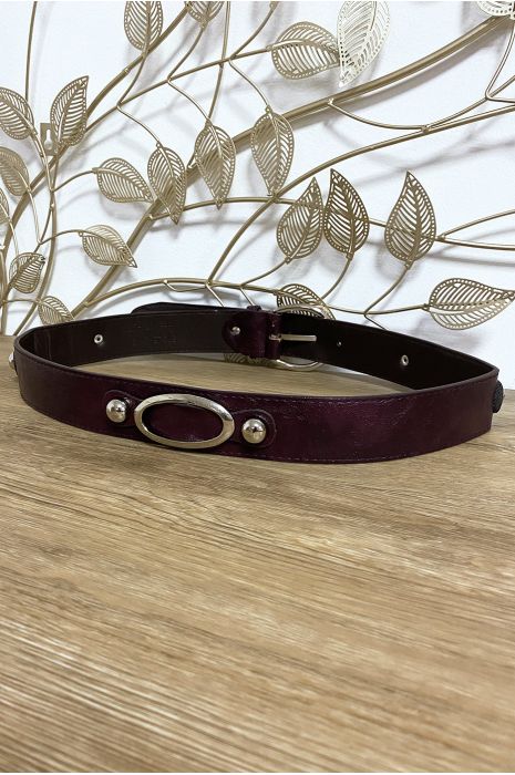 Ceinture Violet en simili avec accessoires cercles à la taille - 5