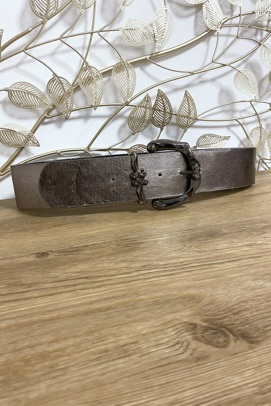 Grosse ceinture argenté en simili avec jolie boucle - 3