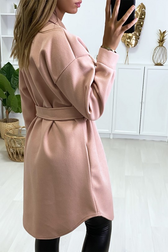 Shirt dress Rose thick material and belt at the waist. - 5