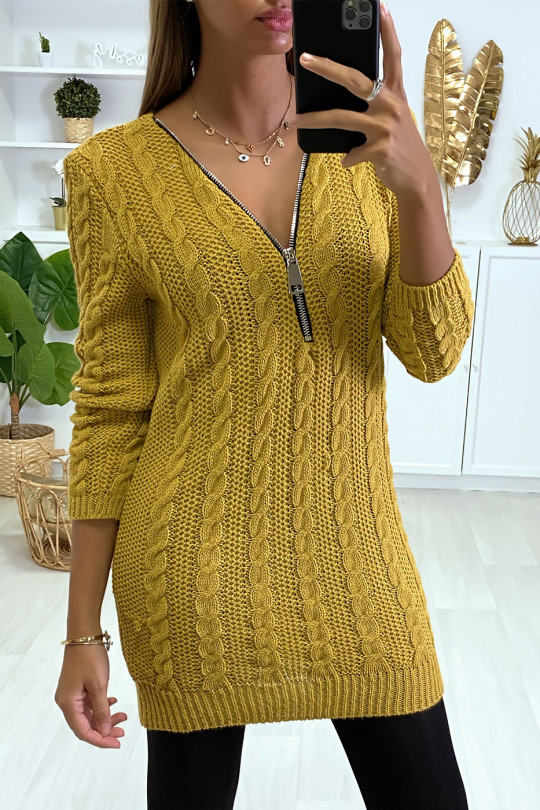 robe pull couleur moutarde