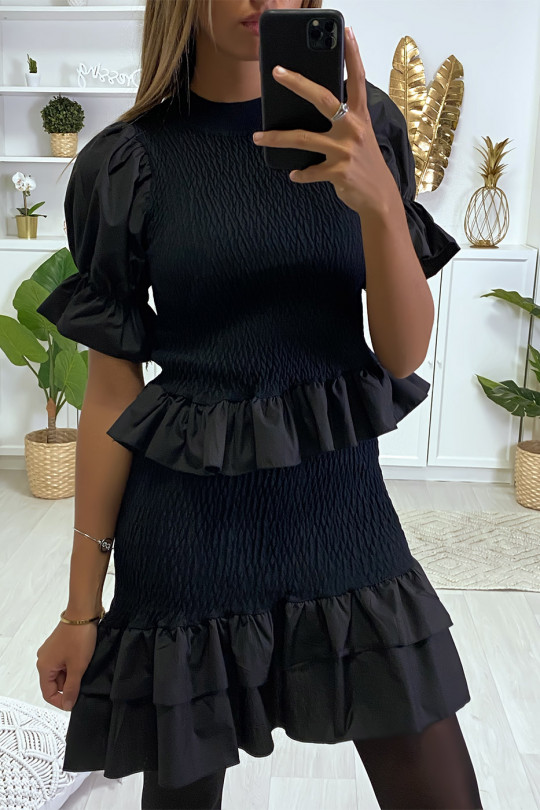Ruched sweater and skirt set with A-line ruffle - 2