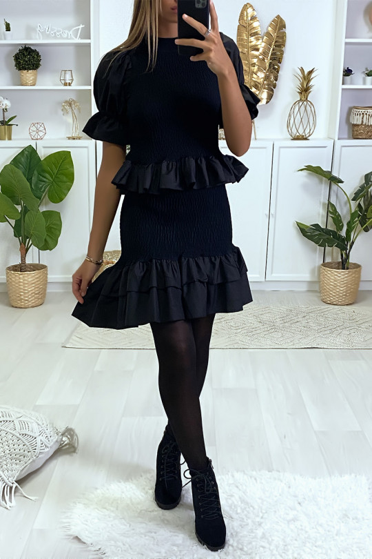 Ruched sweater and skirt set with A-line ruffle - 3