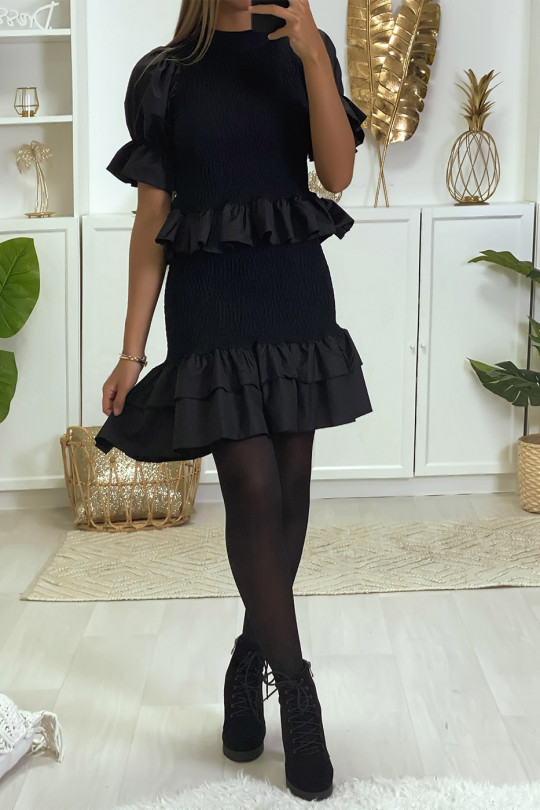 Ruched sweater and skirt set with A-line ruffle - 4