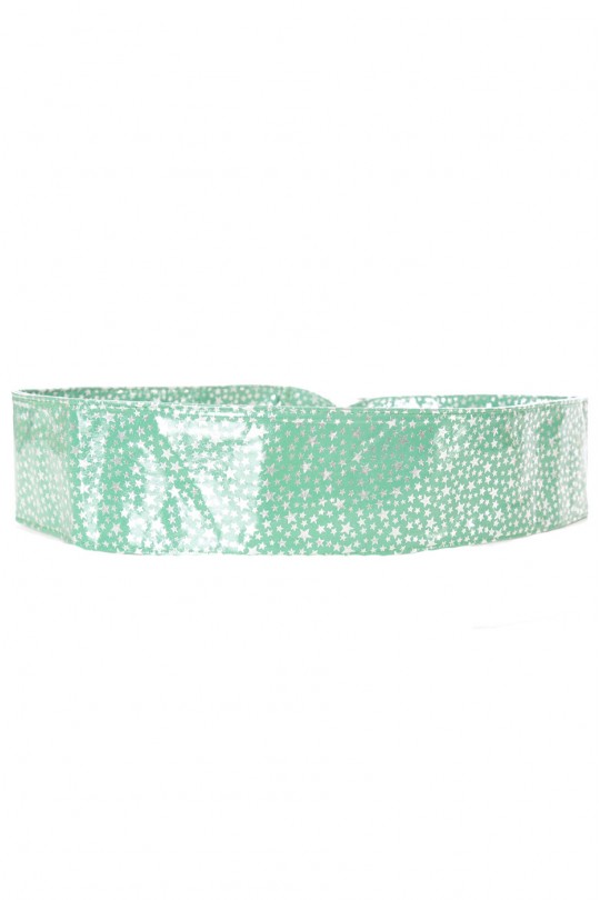 Bright green belt with star pattern and rectangle buckle. stars - 2