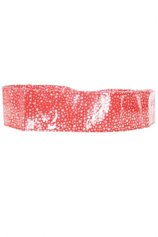 Bright red belt with star pattern and rectangle buckle. stars - 2