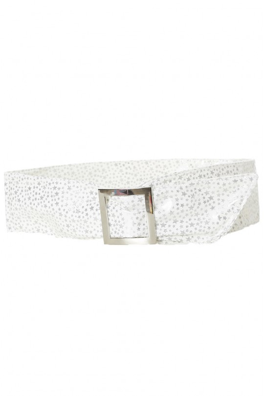 Lightweight white belt with star pattern and rectangle buckle. stars - 1