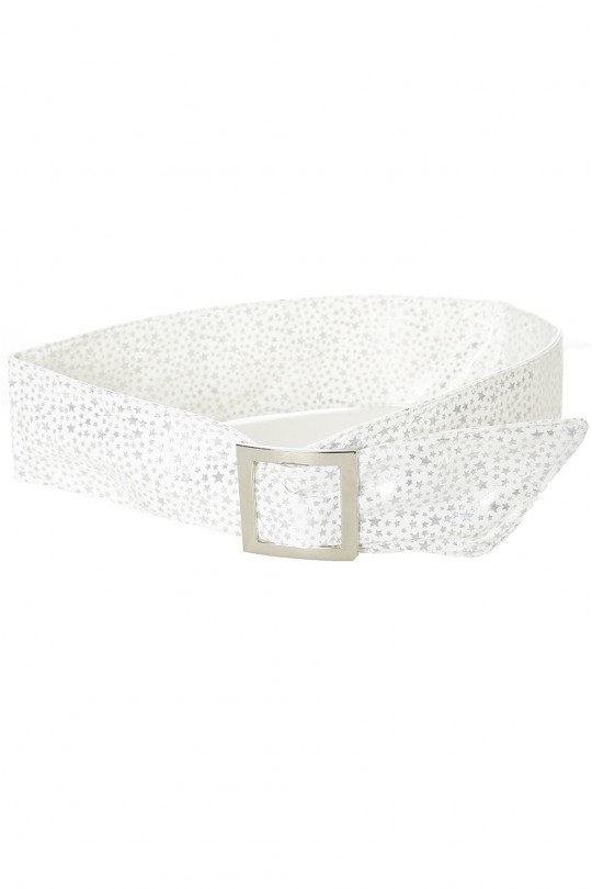 Lightweight white belt with star pattern and rectangle buckle. stars - 2
