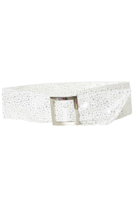 Lightweight white belt with star pattern and rectangle buckle. stars - 4