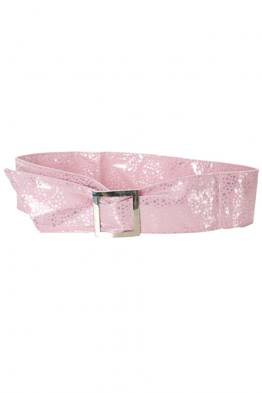 Light pink belt with star pattern and rectangle buckle. stars - 1