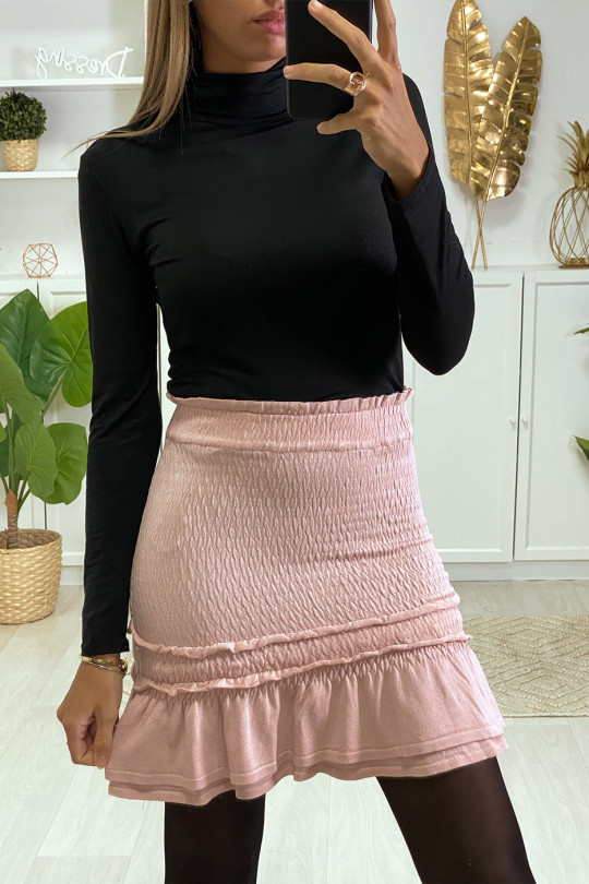 Pretty gathered pink skirt with flounce - 3