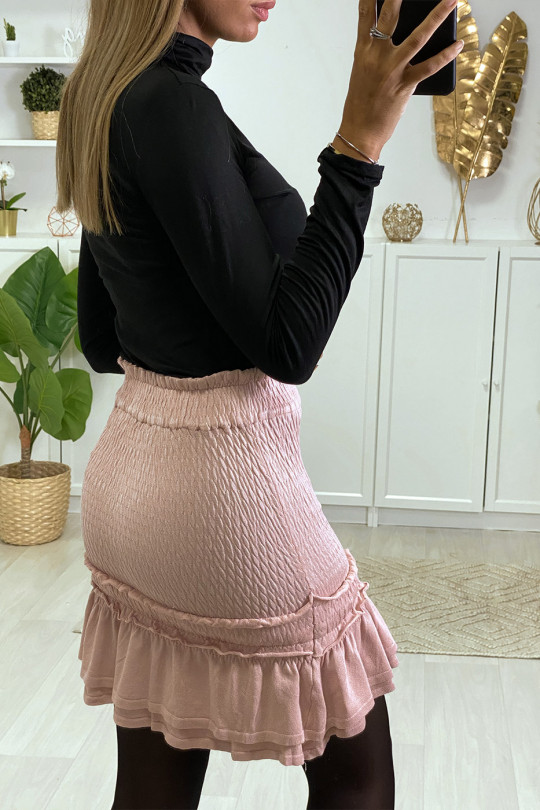 Pretty gathered pink skirt with flounce - 4